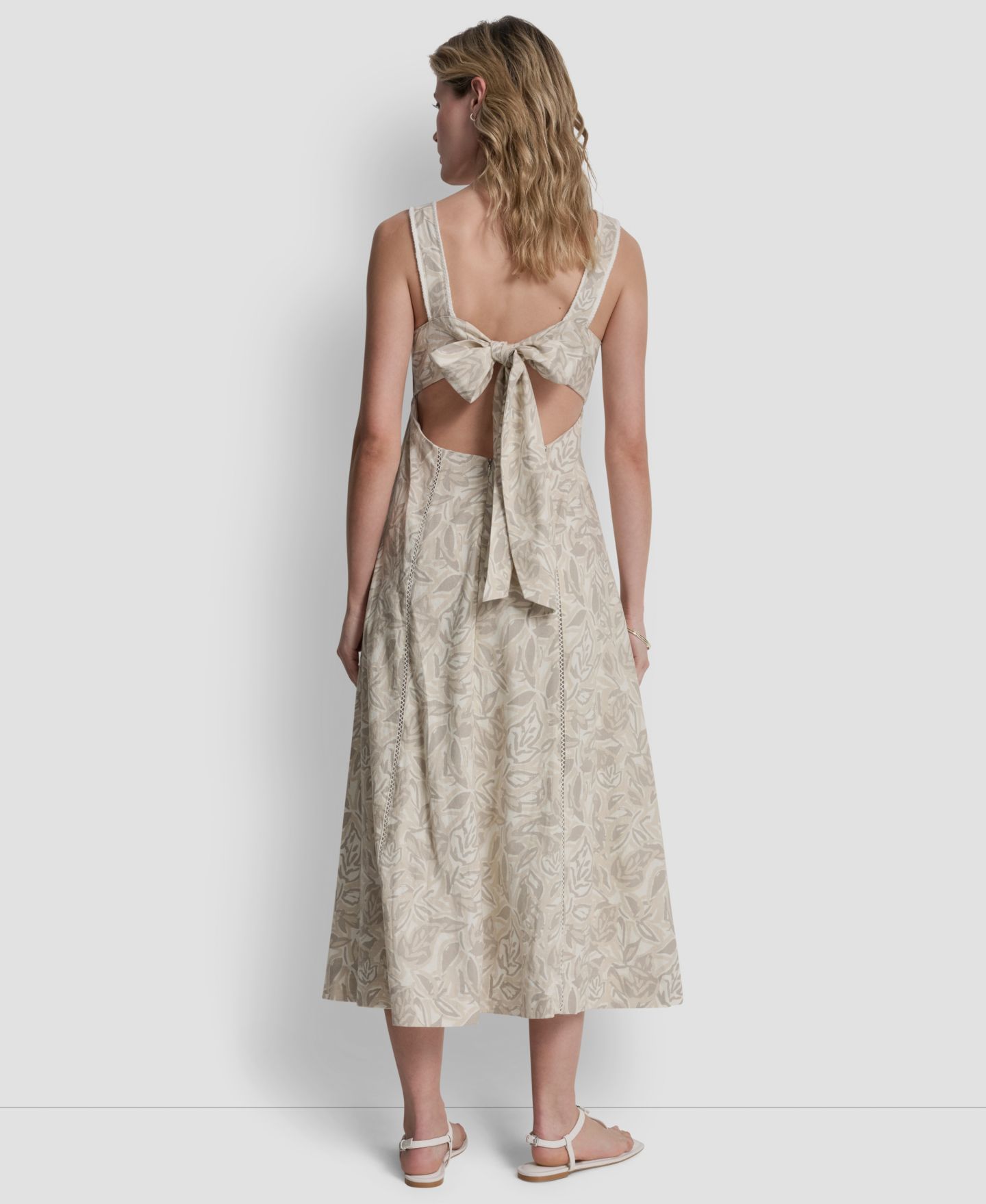 Женское платье DKNY Jeans Seamed Linen-Blend Tank Square Neck, цвет: С принтом галечный — фото 5