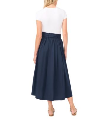 Women's Box Pleated With Waist Tie Skirt