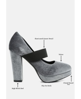 Womens Krause High Block Heel Velvet Pumps