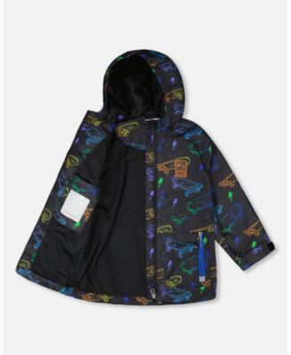 Big Boys Mid-Season Jacket Black Printed Skateboards