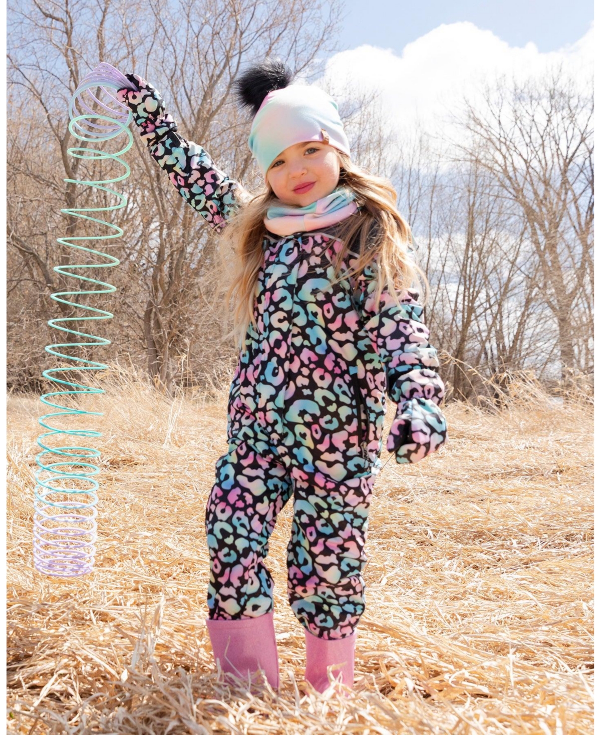 Deux par Girl Kids Mid-Season One-Piece Outerwear Black Animal Print - Toddler