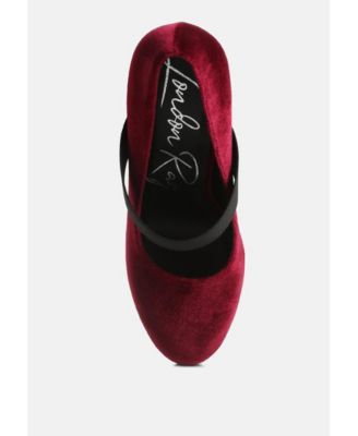 Womens Krause High Block Heel Velvet Pumps