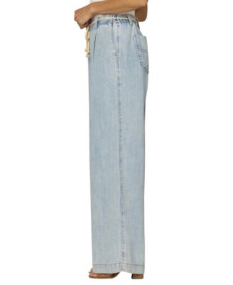 Petite Pleated Wide-Leg Rope Tie Belt Pants