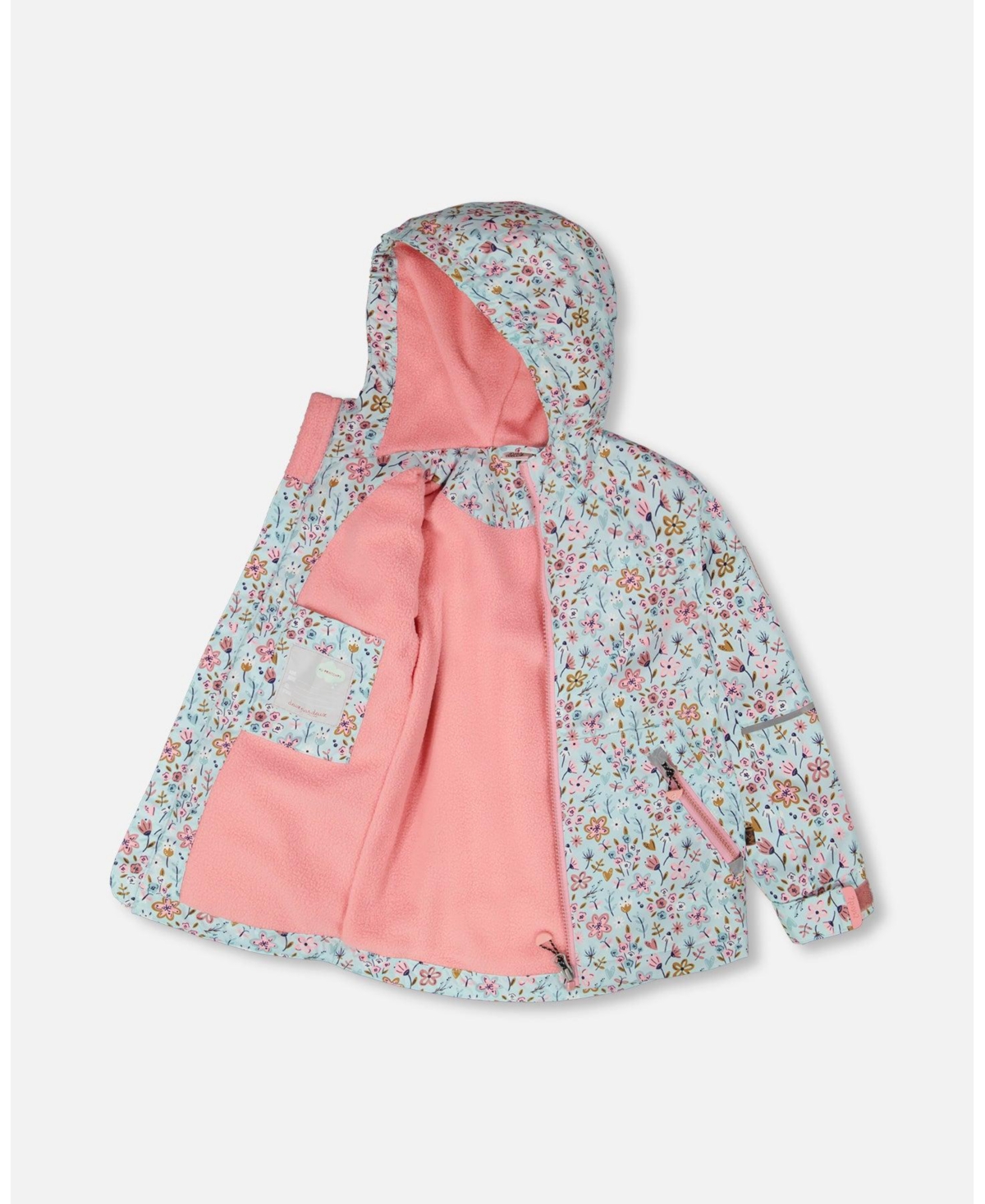 Deux par Girl Mid-Season Jacket Blue Mini Flower Print - Toddler|Child