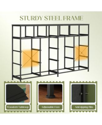 18 Drawer Long Dresser with Fabric Drawers, Sturdy Metal Frame, PU Handles, Spacious Storage Cabinet for Bedroom, Living Room, or Entryway