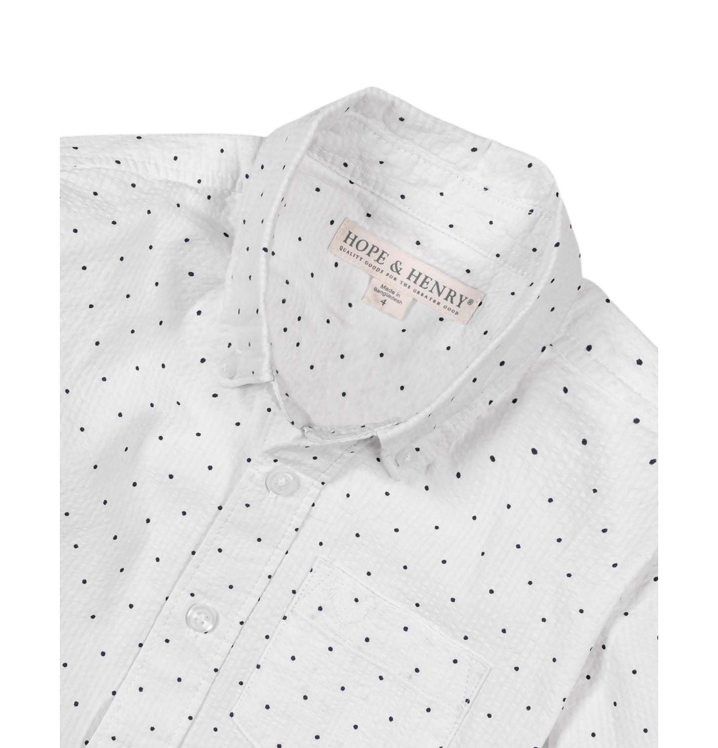 Рубашка Hope & Henry Organic Long Sleeve Seersucker Shirt для мальчиков-малышей, цвет: Delft Dot Seersucker — фото 2