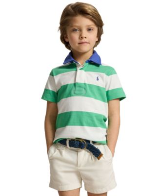 Boys' 2-7 Striped Cotton Short-Sleeve Rugby Shirt
