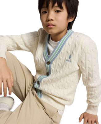 Boys' 8-20 Striped V-Neck Cardigan