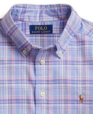Boys' 8-20 Plaid Performance Long-Sleeve Oxford Shirt