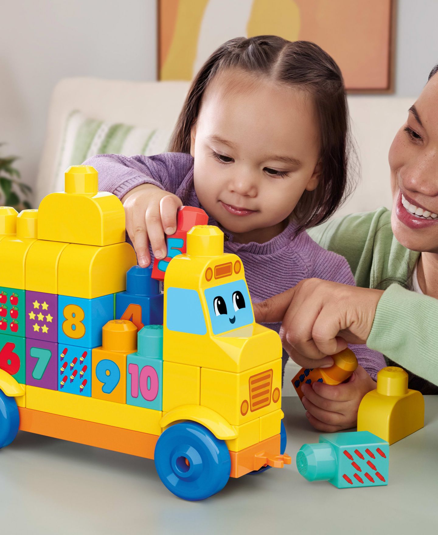 Детские конструкторы Mega Bloks First Builders Build and Count Bus Block Toy, 45 Pieces — фото 3