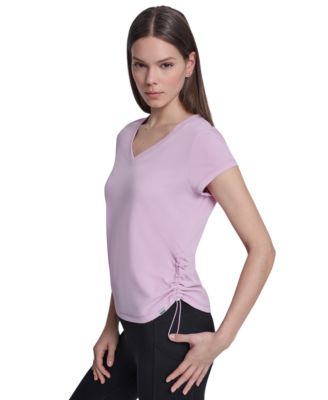 Women's Ruched Side Seams V-Neck Tech T-Shirt