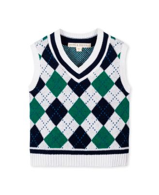 Hope Henry Little and Big Boys Organic V-Neck Argyle Sweater Vest - Pickleball argyle 24$