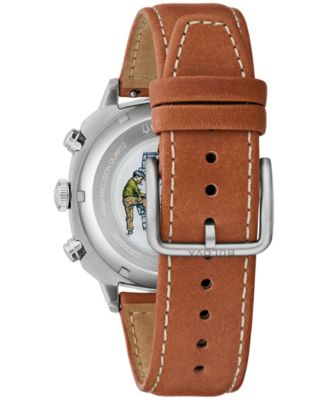Men's VWI Chrono Brown Leather Strap Watch 37.5mm