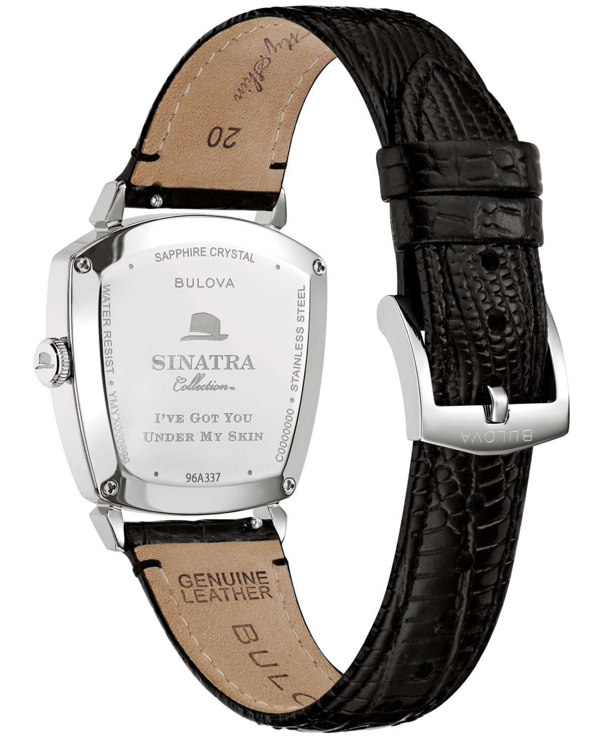 Bulova Men's Frank Sinatra I've Got You Under My Skin Black Leather Strap Watch 40mm