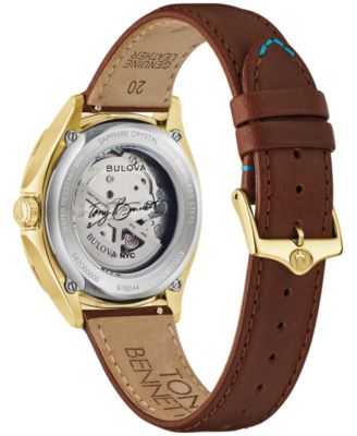 Men's Tony Bennett NYC Brown Leather Strap Watch 32mm