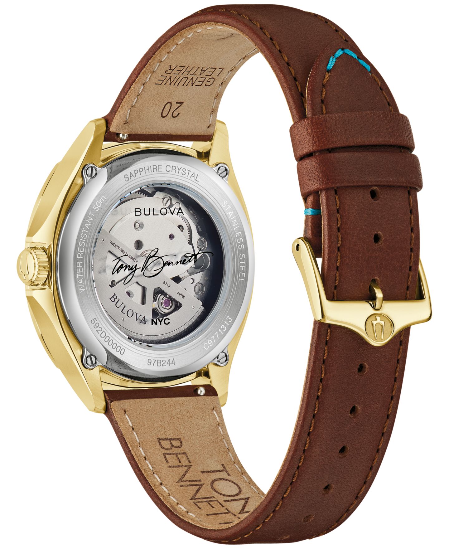 Мужские часы Bulova Tony Bennett NYC с коричневым кожаным ремешком, 32 мм — фото 3
