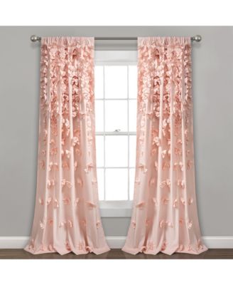 Lush Decor Riley Light Filtering Window Curtain Pane L, Blush - Cute Curtains for Bedroom - Bow Decor - Coquette Curtains for Windows
