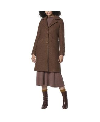 Regine Sb Women's Soft Wool Boucle Coat With Back Vent