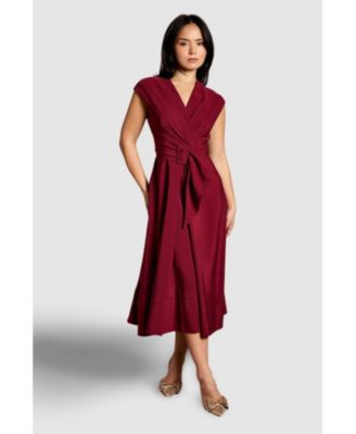 Women's Belted Crepe Dress