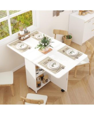 Folding Dining Table with Drawers and Cabinets