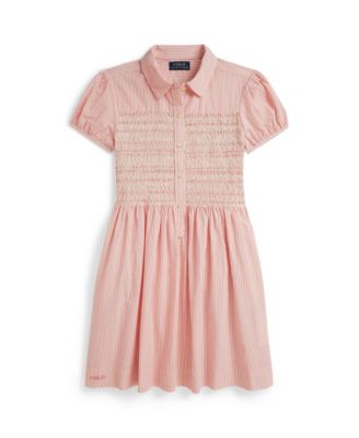 Girls' 7-16 Striped Club Collar Seersucker Dress