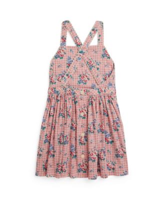 Girls' 2-6X Floral-Print Slub Square Neck Dress