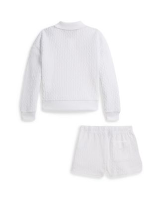 Girls' 2-6X Mini-Cable Terry Polo Shirt & Shorts, 2-Piece Set