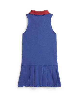 Girls' 2T-6X Pleated Mesh Quarter-Zip Polo Dress