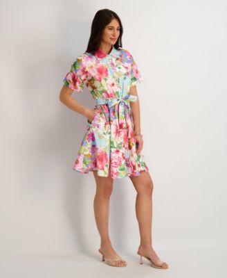 Women's Printed Short-Sleeve Shirtdress
