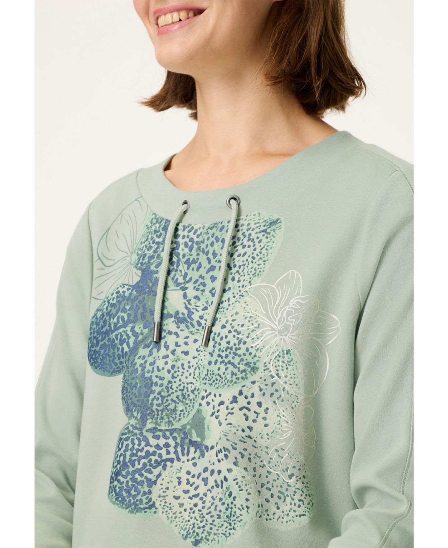 Женский топ Olsen Placement Print Jersey Top, цвет: Зелёный — фото 4
