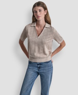 Petite Polo Collar Logo Sweater