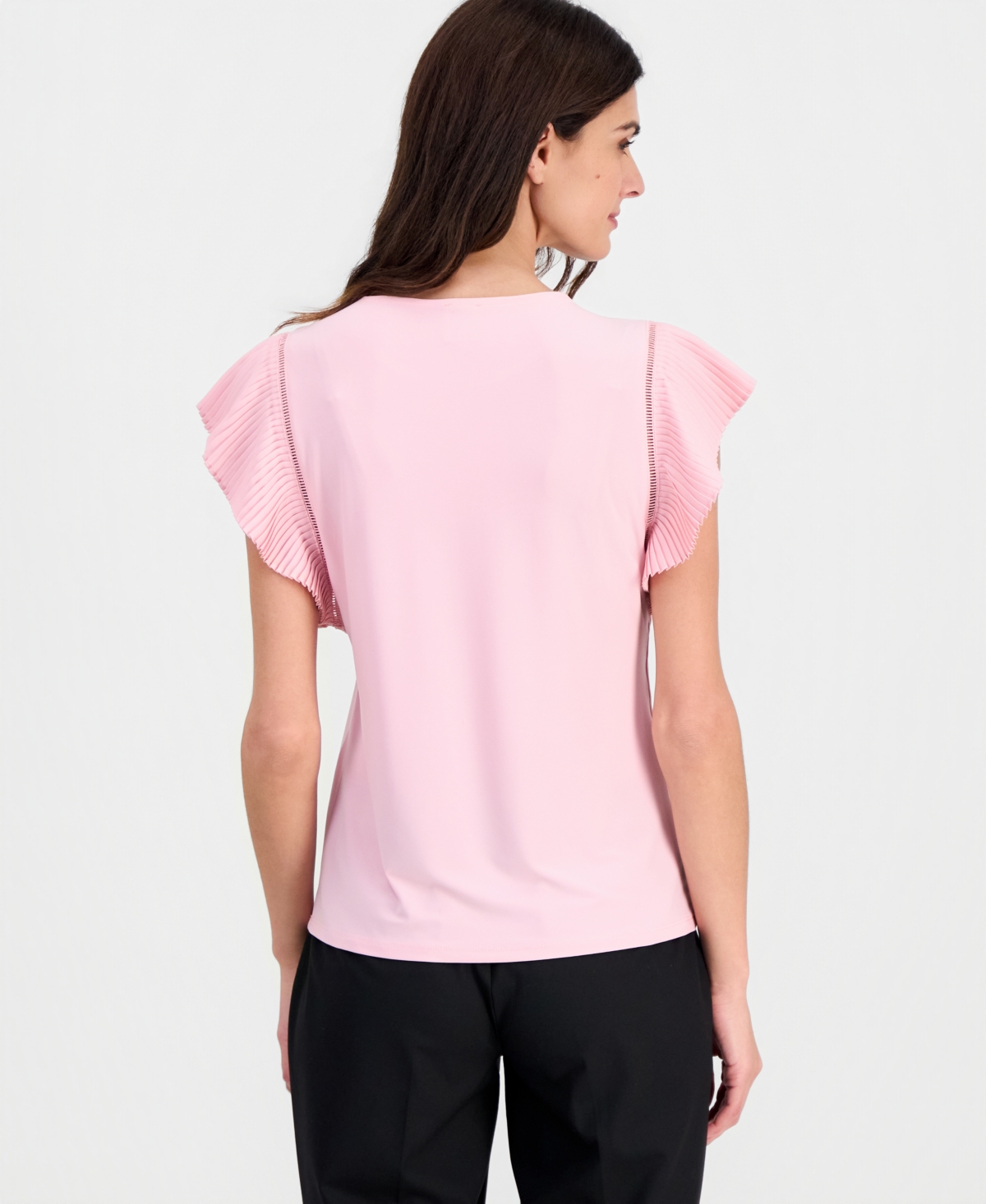 Anne Klein Women's Round-Neck Ruffled-Sleeve Top
