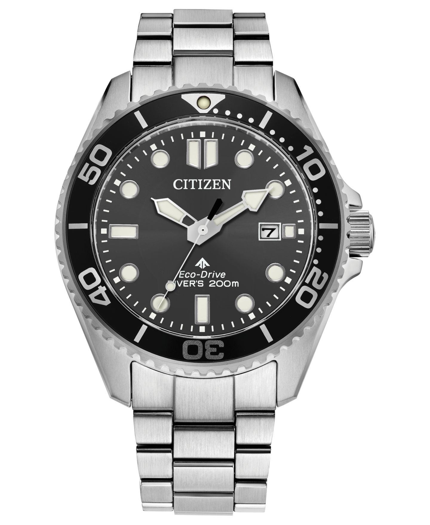 Мужские часы Citizen Promaster Dive 3 Silver-Tone Stainless Steel Bracelet Watch, 41mm — фото 1