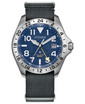 Men's Promaster Land Tough GMT Navy Nylon Strap Watch, 39.5mm