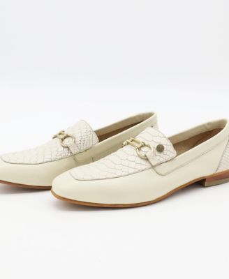 Natural Croc-Embossed Leather Loafers