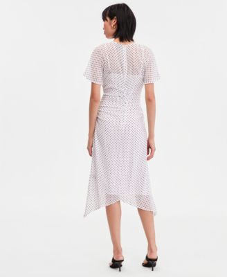 Women's Printed Ruched Midi Dress