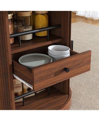 59" Extendable Oval Dining Table with 2-Tier Storage