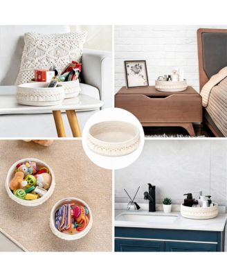 Macrame Makeup Basket with Tassels for Storage - Boho Decor - Multi-Purpose