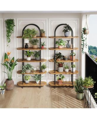 71" 5-Tier Metal Collapsible Bookshelf, Portable Freestanding Storage Bookcase