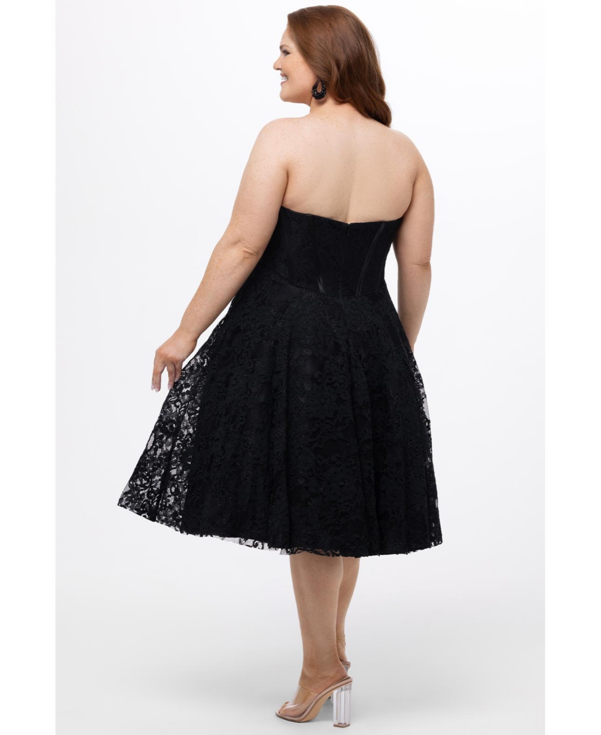 Celebrations by Sydney's Closet Women's Sweetheart Strapless Lace Bustier Party Dress