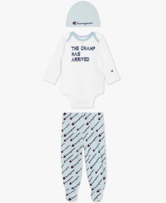 Baby Boys' Long-Sleeve Bodysuit Pants & Hat, 3-Piece Set