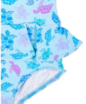 Toddler Girls Turtle Print Skirted Swimsuit