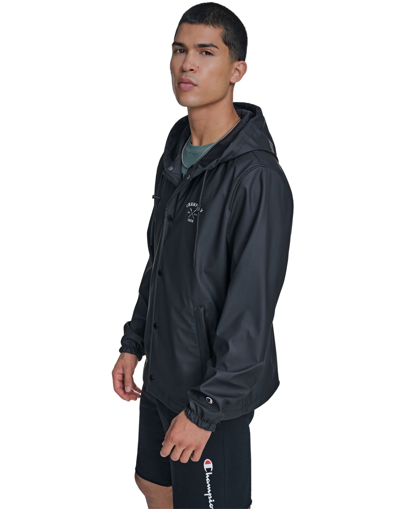 Мужская куртка Champion Rubberized Hooded Rain, цвет: Чёрный — фото 3