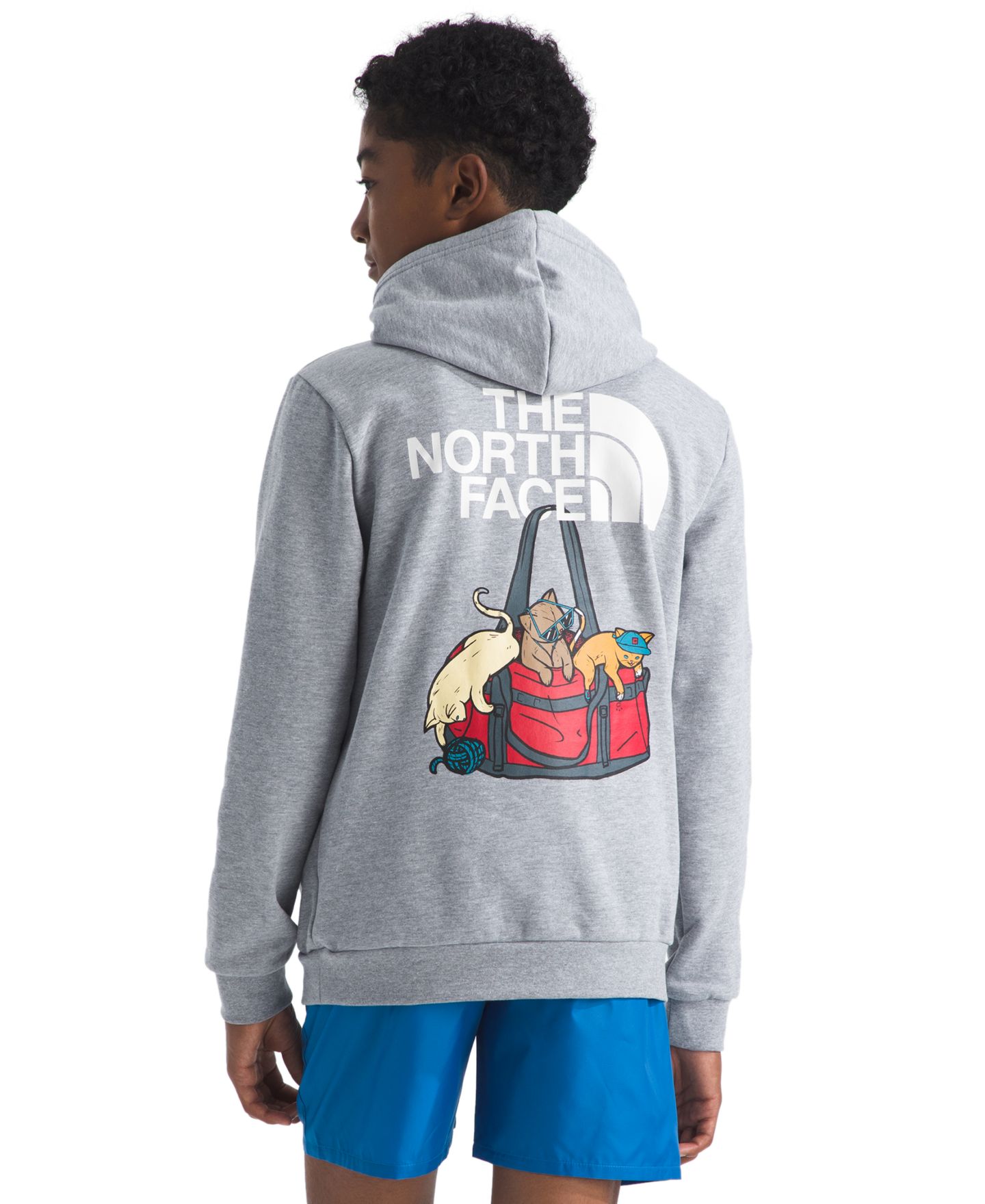 Детское худи The North Face Ember Fade Regular для подростков, цвет: Бледный серый меланжевый — фото 3