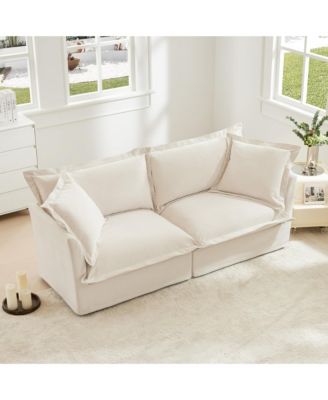 Modular 2-Seat Sofa Couches, Chenille Loveseat Deep Seat Sofa Couch with Removable Covers & 2 Pillows