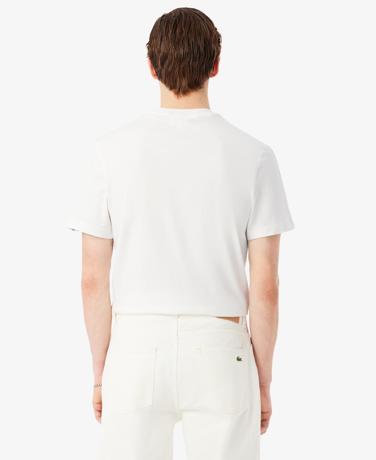 Lacoste Men's Crewneck Branded Stripe Band T-Shirt