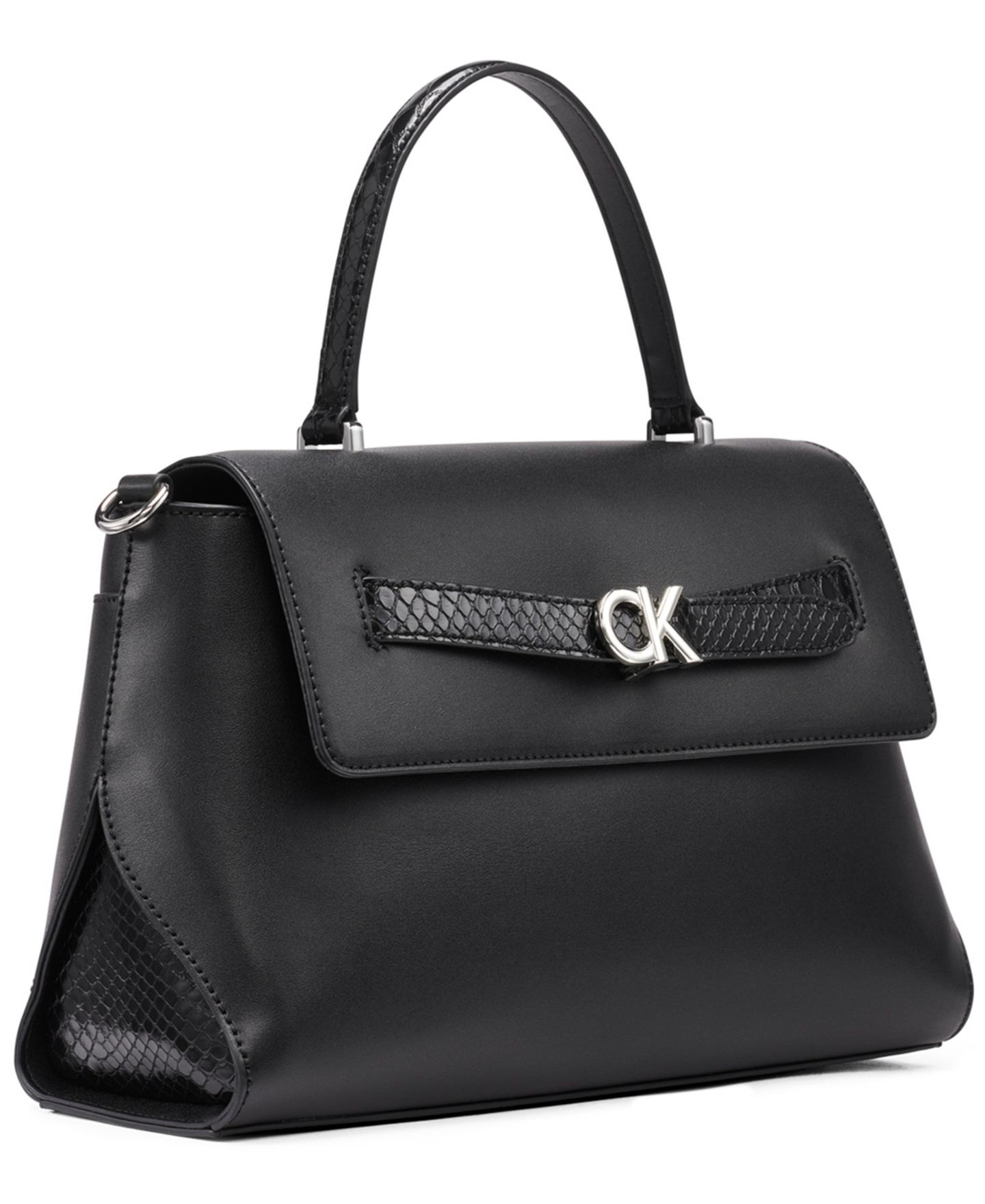 Женская сумка Calvin Klein Annalise Top Handle Belted Satchel, цвет: Чёрный / Серебряный — фото 3