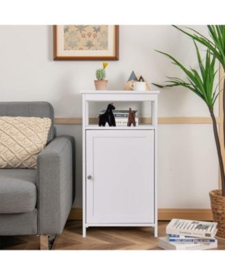 Wood Bathroom Floor Cabinet with Multi-Storage Rack Organizer