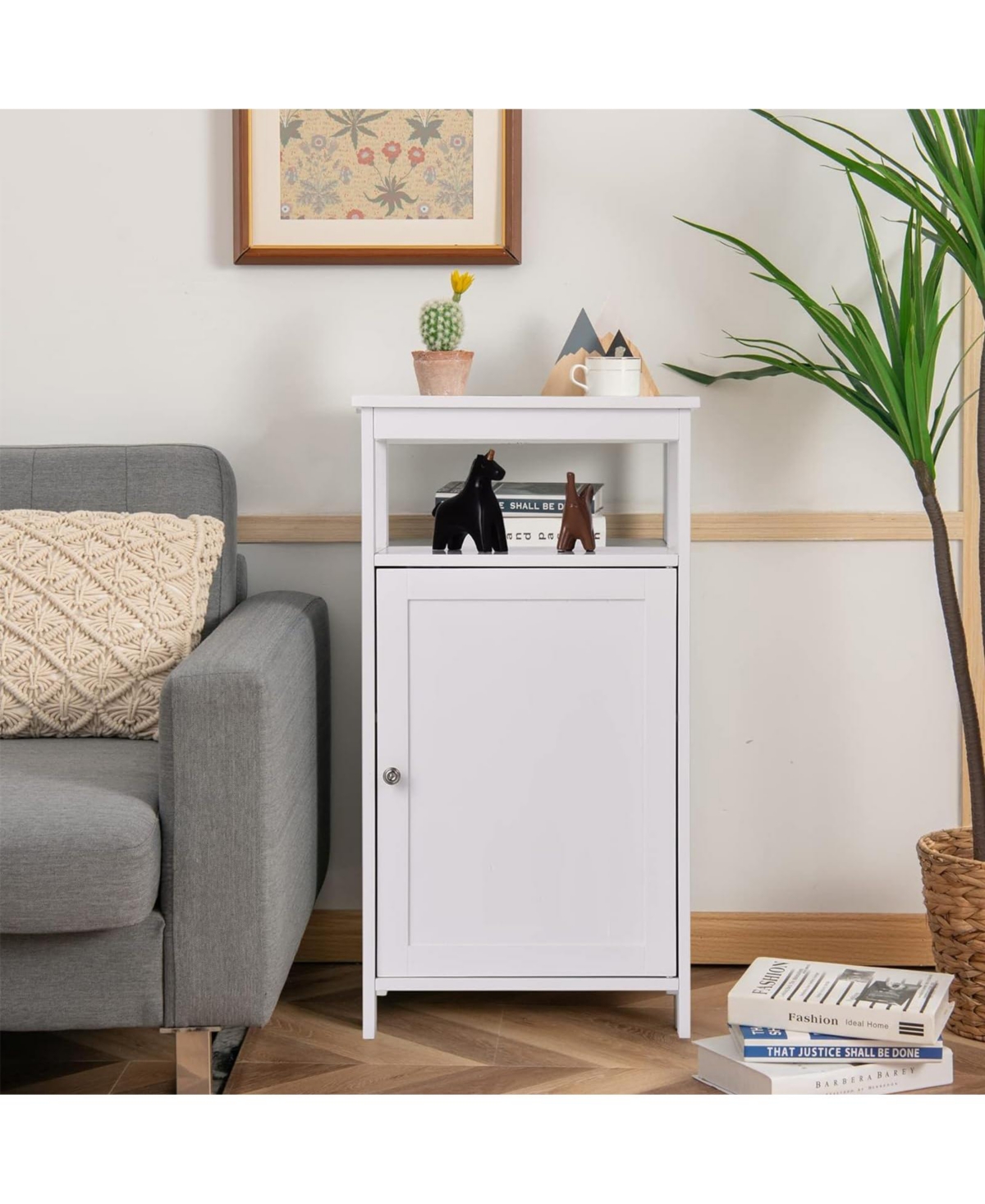 Volenca Wood Bathroom Floor Cabinet with Multi-Storage Rack Organizer