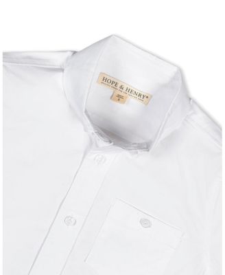 Little and Big Boys' Organic Short Sleeve Stretch Poplin Button Down Shirt